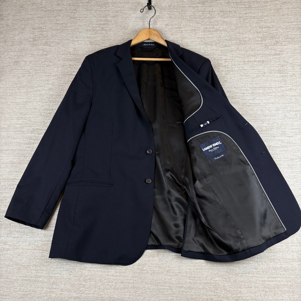 Lands' End Mens Traditional Fit Year'rounder Stretch Wool Suit Jacket Blazer 42R